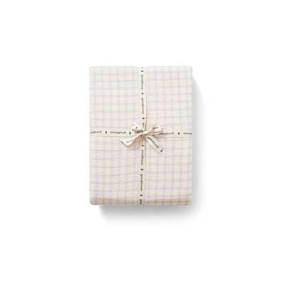 Garbo&Friends Gingham Sky Blue Muslin Fitted Sheet Cot