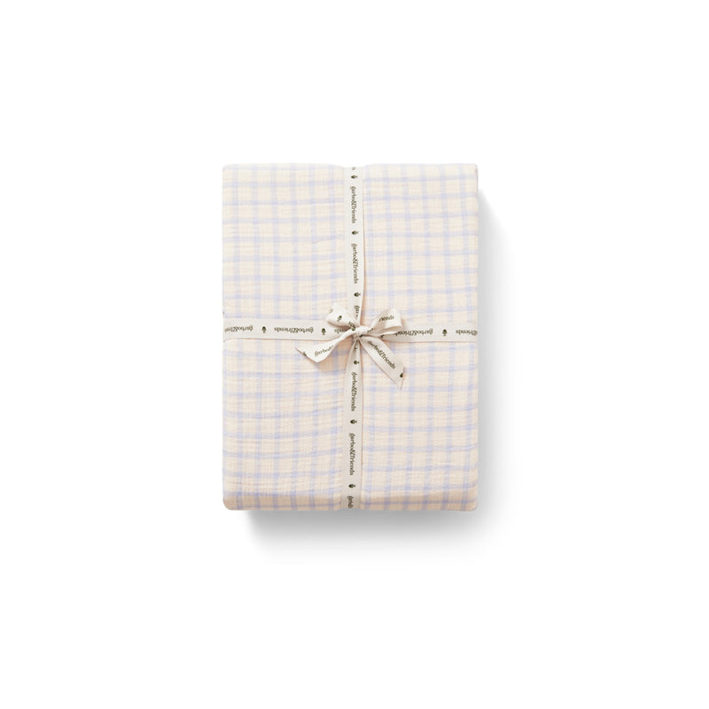 Garbo&Friends Gingham Sky Blue Muslin Fitted Sheet Cot