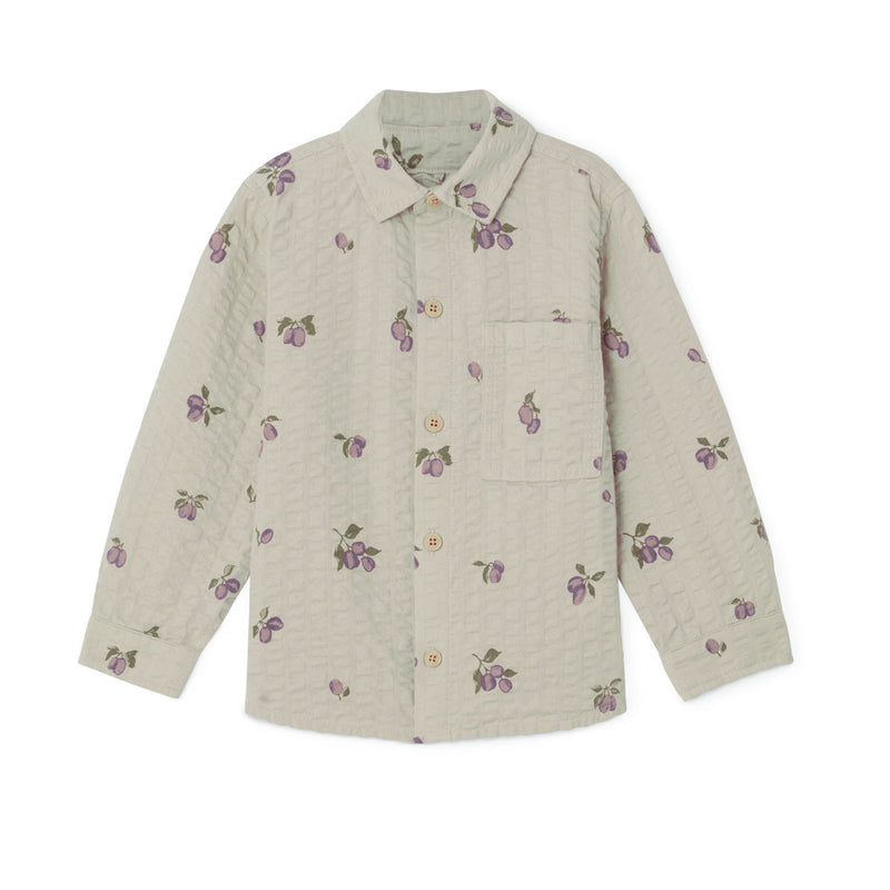 Garbo&Friends Prune Green Seersucker Long Sleeve Shirt