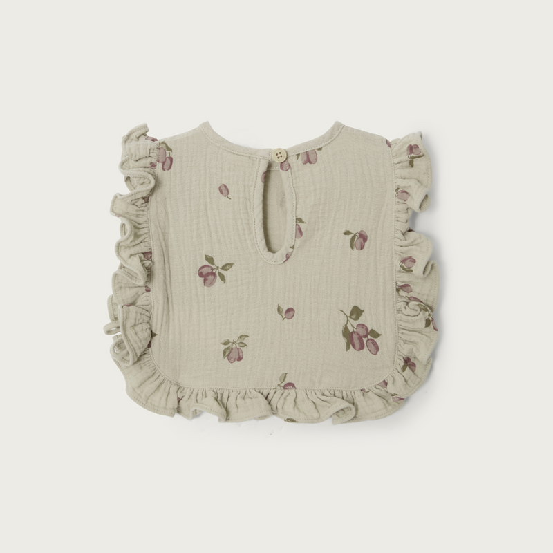 Garbo&Friends Prune Green Muslin Frill Bib