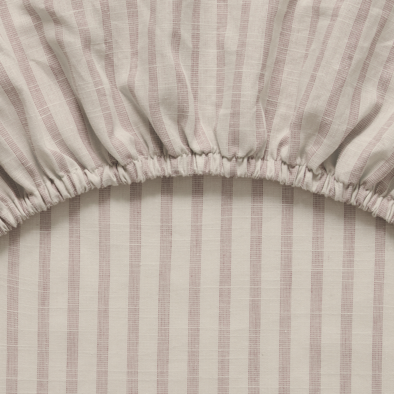 Garbo&Friends Stripe Mauve  Muslin Fitted Sheet Cot