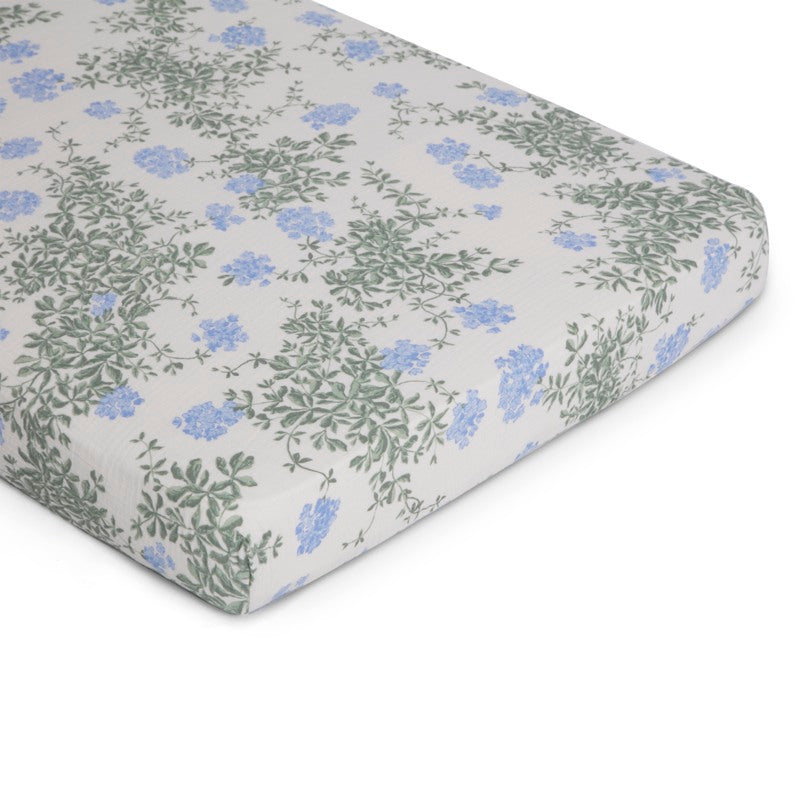 Garbo&Friends Plumbago Muslin Cot Fitted Sheet