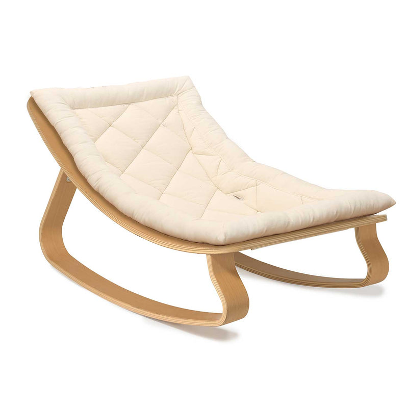 Charlie Crane Levo Baby Rocker in Beech with Organic White Cushion - Charlie Crane